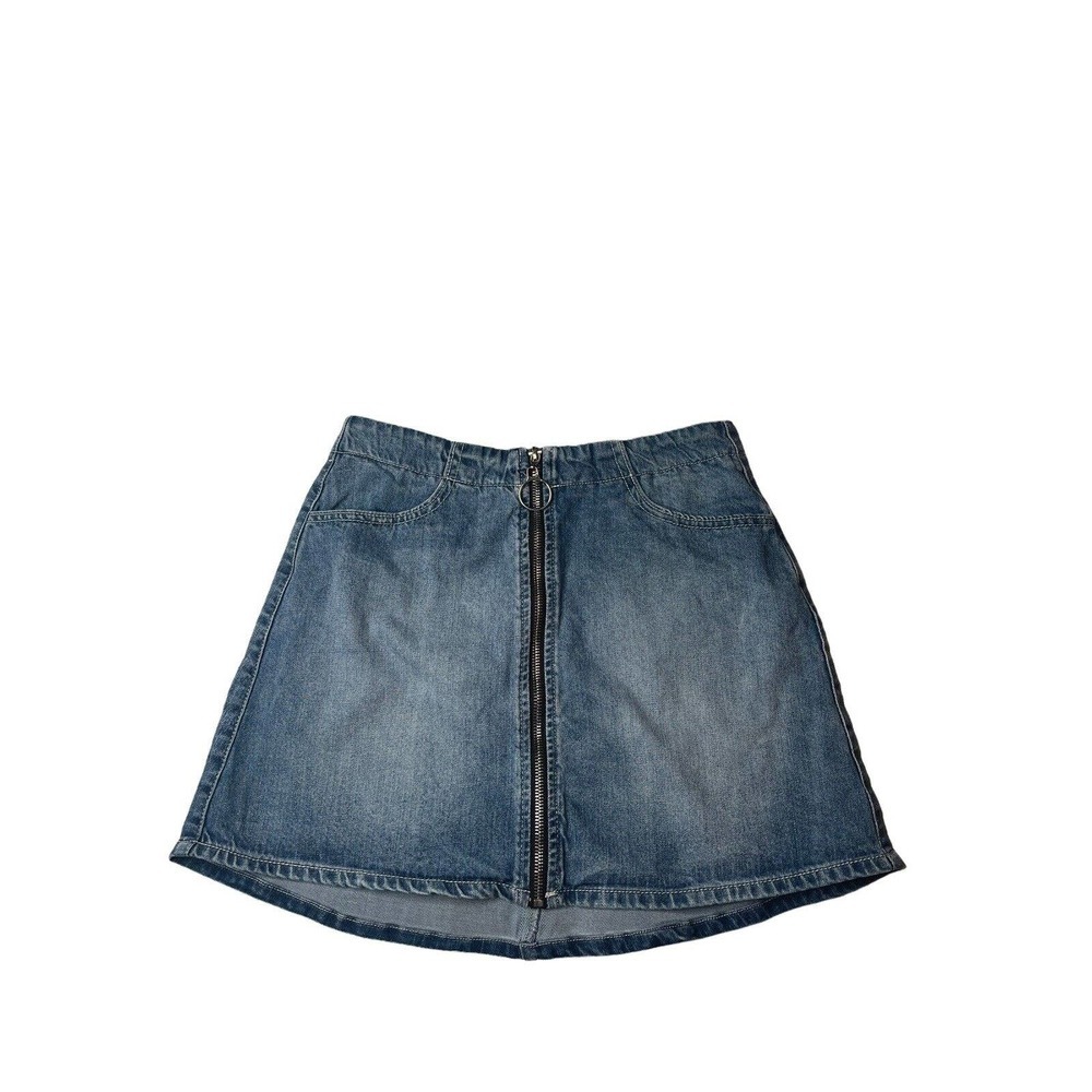 Juniors Rewash Vintage Reunion Full Front Zip Denim Jean Mini Skirt Size 5/27 - Picture 3 of 8